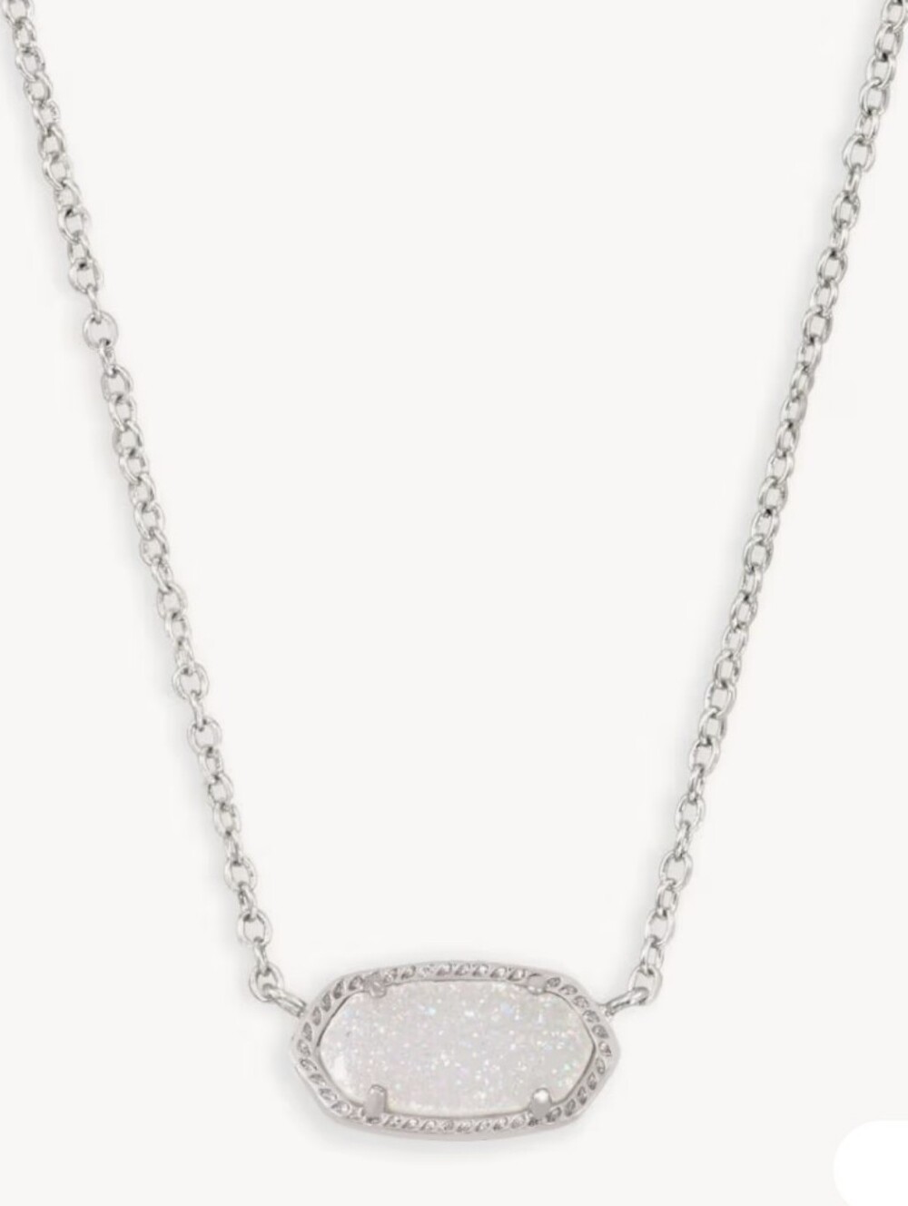 Kendra Scott Elisa Silver Pendant Necklace In White Iridescent Drusy